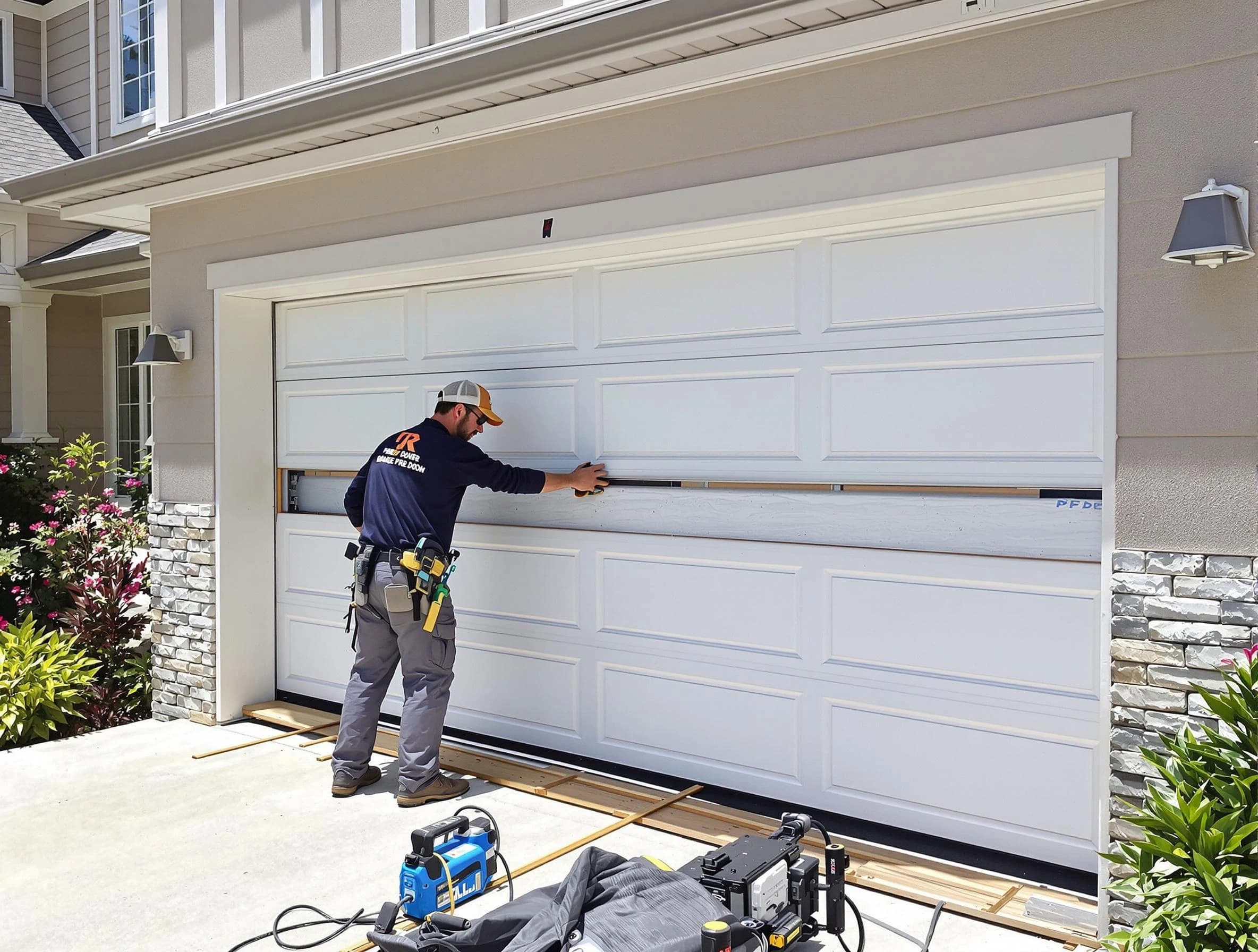Douglasville Garage Door Repair team performing complete garage door replacement at Douglasville residence