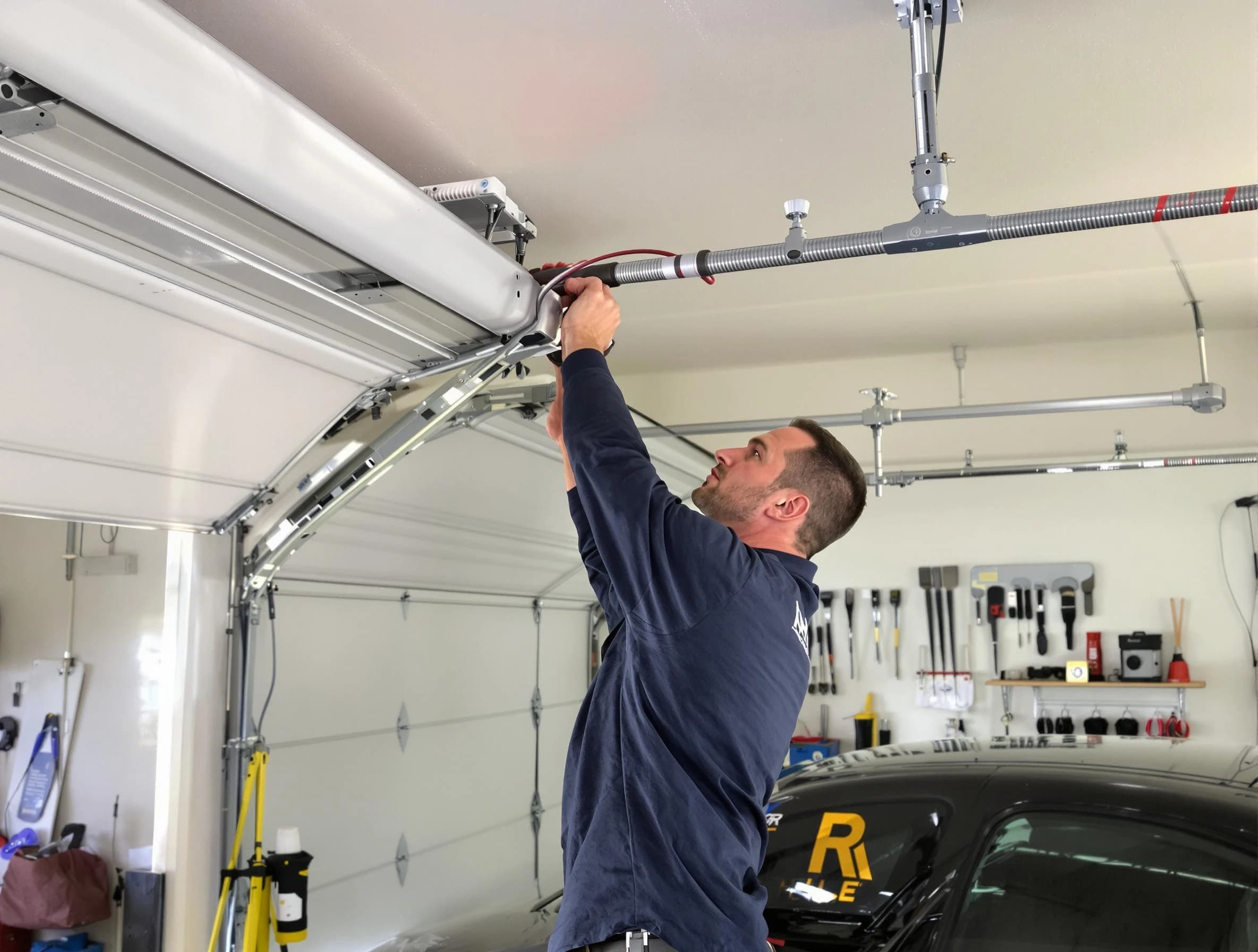 Douglasville Garage Door Repair technician performing garage door cable repair in Douglasville
