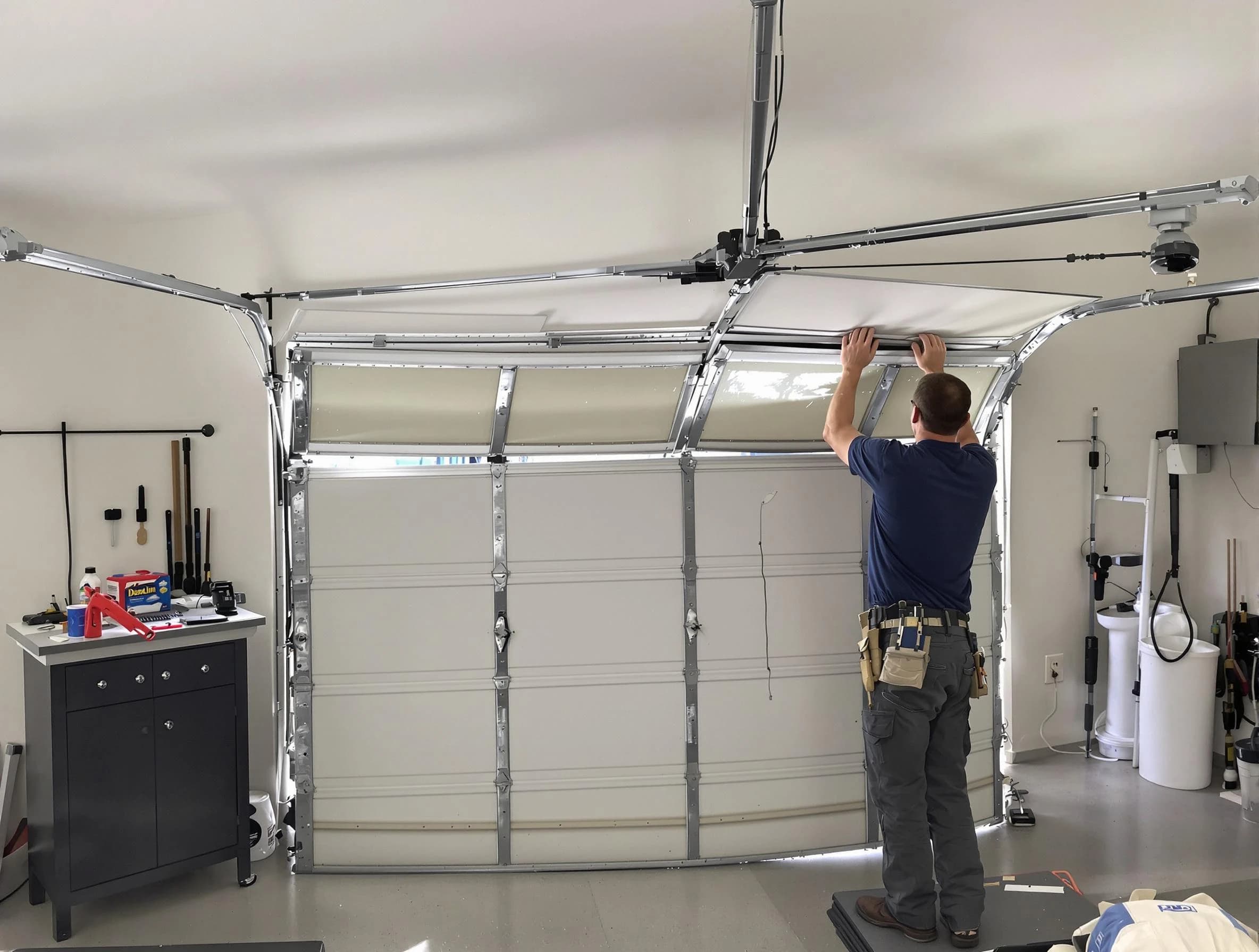 Douglasville Garage Door Repair specialist performing precise section replacement on Douglasville garage door