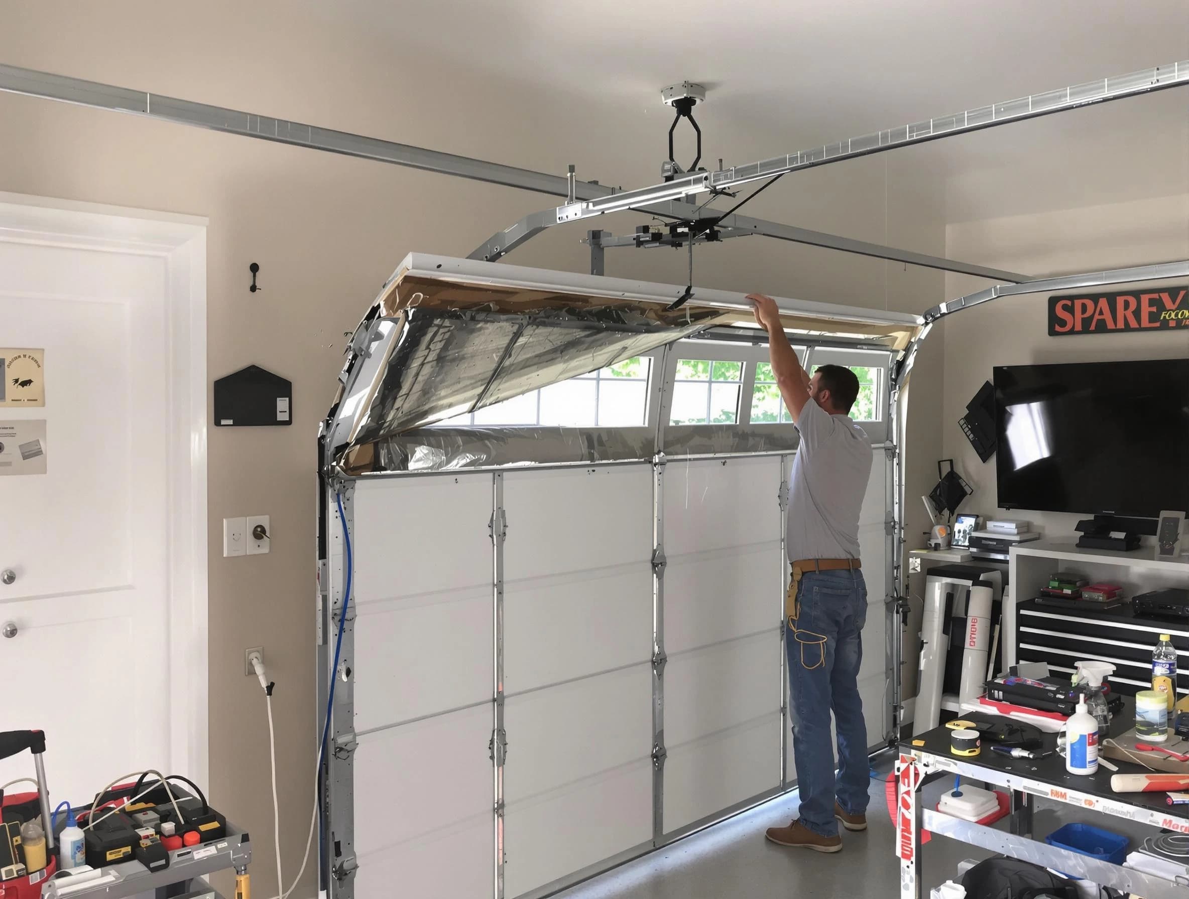 Garage door section replacement by Douglasville Garage Door Repair in Douglasville