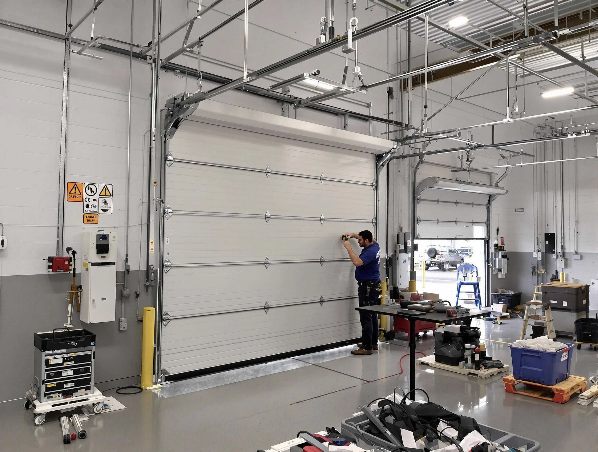 Commercial garage door repair being performed by Douglasville Garage Door Repair expert in Douglasville