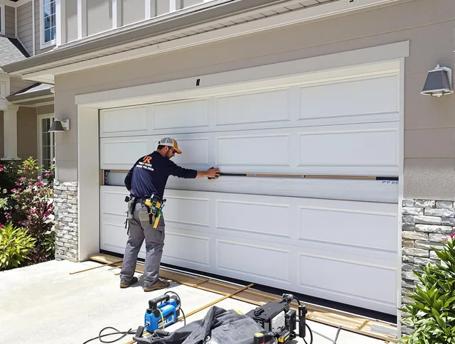 Douglasville Garage Door Repair team performing complete garage door replacement at Douglasville residence